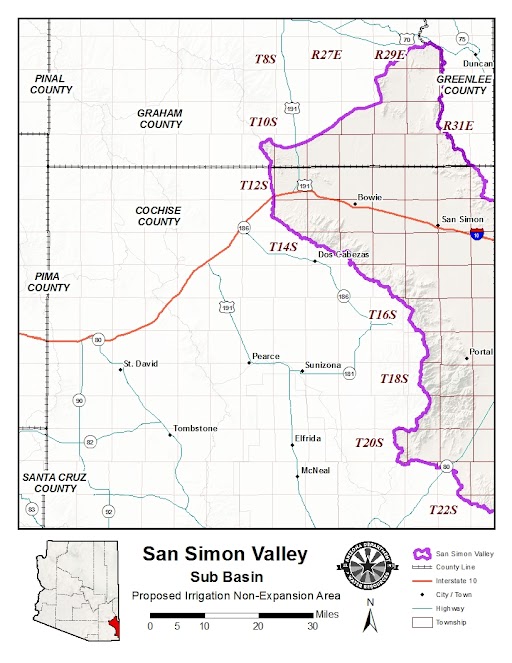 Proposed San Simon INA in Eastern Arizona.
